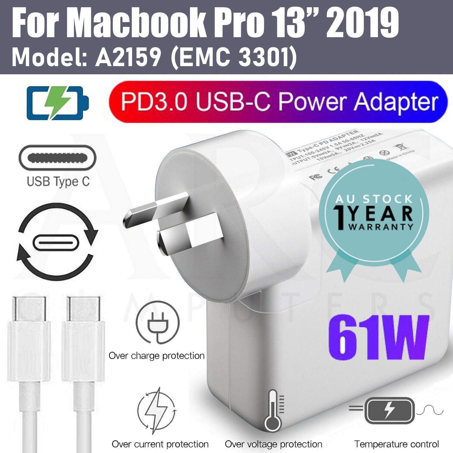 61W USB-C Type-C Laptop Charger Adapter Apple Macbook Pro 13" Touch 2019 A2159 - BESTA